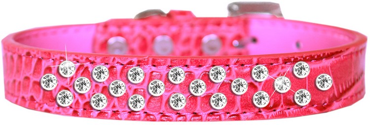 Sprinkles Clear Jewel Croc Dog Collar Bright Pink Size 14